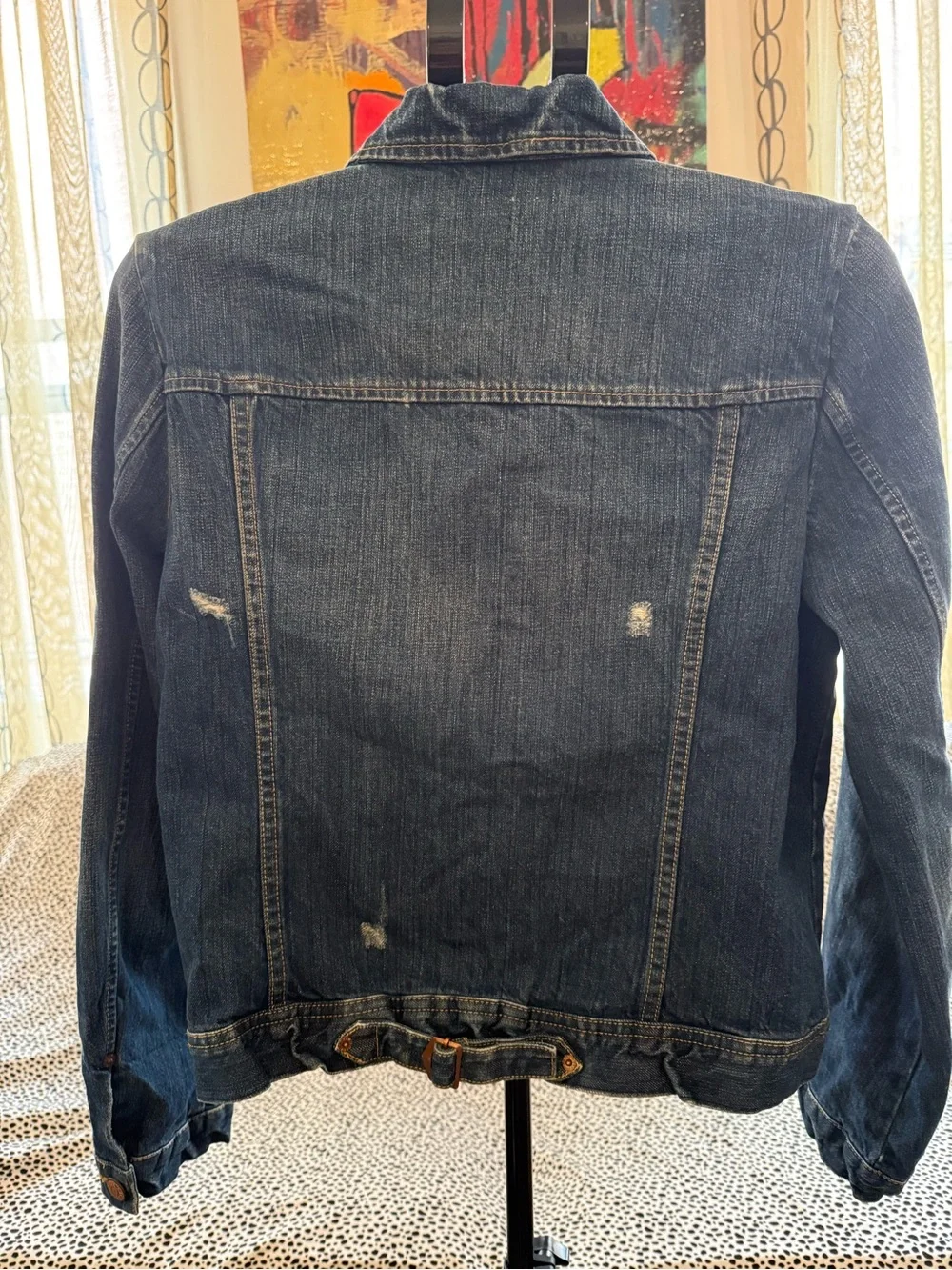 J. Crew Vintage Dark Blue Distressed Denim Jacket